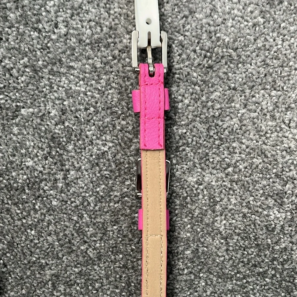 CALVIN KLEIN pink double-buckle skinny belt with silver hardware - size M medium - Picture 6 of 7